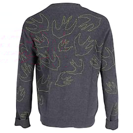 Alexander Mcqueen-McQ Swallow Embroidered Sweatshirt in Black Cotton-Other