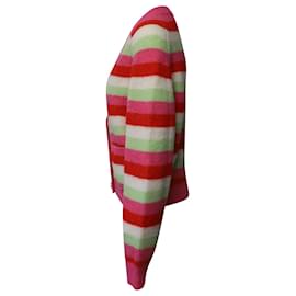 Ganni-Ganni Crystal Button Striped Cardigan aus mehrfarbiger Wolle-Mehrfarben