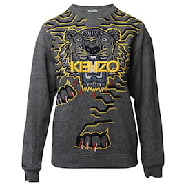 Kenzo- Kenzo Geo Tiger Sweatshirt in Grey Cotton-Grey
