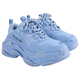 Balenciaga-Balenciaga Baskets Triple S en Polyester Bleu Clair-Bleu,Bleu clair