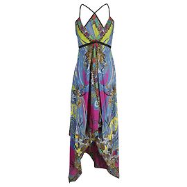 Vestido maxi frente única estampado Etro em seda multicolorida Outro
