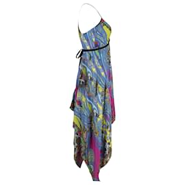 Etro-Vestido maxi frente única estampado Etro em seda multicolorida-Outro
