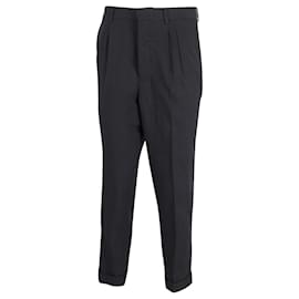 Autre Marque-Ami Paris Tailored Cuffed Hem Trousers in Black Polyester -Black