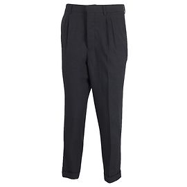 Ami Paris Tailored Cuffed Hem Trousers in Black Polyester  Black