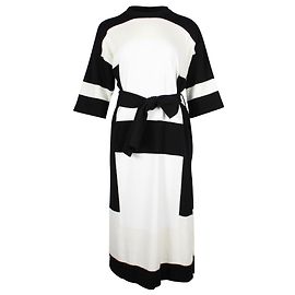 Hermès Robe midi ceinturée Hermes en noir/Cachemire Blanc Autre