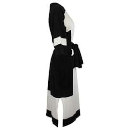 Hermès-Hermes Belted Midi Dress in Black/White Cashmere-Other