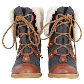 Tory Burch-Tory Burch Bottines compensées en flanelle Marley en cuir marron-Marron