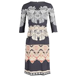 Etro-Etro Belted Printed Midi Dress in Black Print Wool-Other