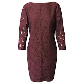 Diane Von Furstenberg-Diane Von Furstenberg Sarita Flower Lace Dress in Aubergine Purple Nylon-Purple