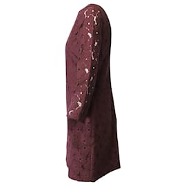 Diane Von Furstenberg-Diane Von Furstenberg Sarita Flower Lace Dress in Aubergine Purple Nylon-Purple