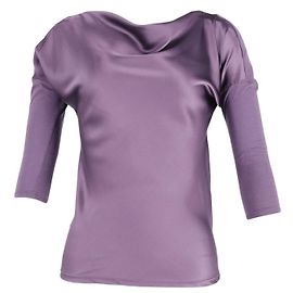 Blusa Theory con collo ad anello drappeggiato in seta viola Porpora