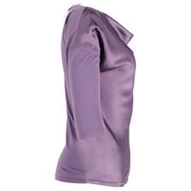 Theory-Theory Draped Cowl Neck Blouse in Purple Silk  -Purple