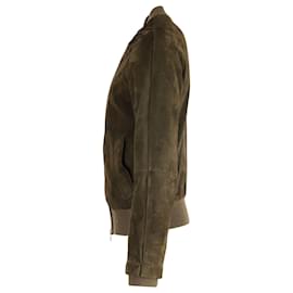 Autre Marque-Ami Paris Bomber Jacket in Olive Suede-Green,Olive green