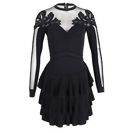 Elie Saab Minikleid mit Spitzendetail aus schwarzer Viskose Schwarz