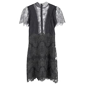 Sandro-Sandro Paris Poetry Lace Dress in Black Polyester-Black