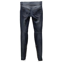 Balmain-Balmain Calça jeans skinny com bolso em algodão azul-Azul