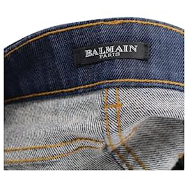Balmain-Vaqueros ajustados con bolsillo Balmain en algodón azul-Azul