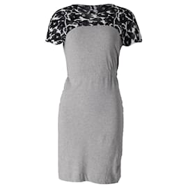 Autre Marque-Vestido midi con paneles estampados de nácar en algodón gris y negro-Multicolor