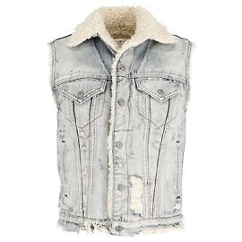 Ralph Lauren Distressed Weste aus hellblauem Baumwolldenim Blau Hellblau