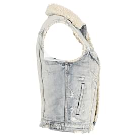 Ralph Lauren-Ralph Lauren Distressed Vest in Light Blue Cotton Denim-Blue,Light blue