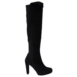 Stuart Weitzman Hiline Knee-High Boots in Black Suede Black