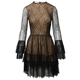Michael Kors Spitzenkleid in schwarzem Viskose Schwarz