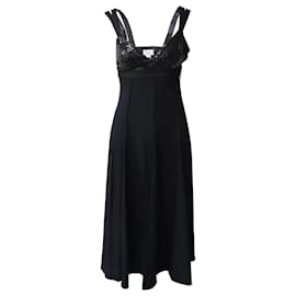 Jason Wu-Jason Wu Sequined Sleeveless Maxi Dress in Black Viscose-Black