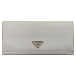 Prada-Prada Saffiano long wallet in white leather-White