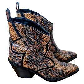 Scotch and Soda botas vaqueras de serpiente Castaño Naranja Cobre
