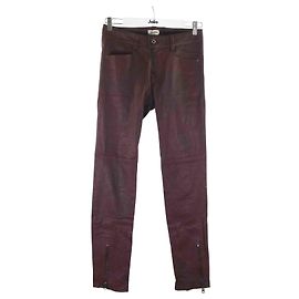 Calça slim de couro Phlamo Zadig & Voltaire 36 Bordeaux