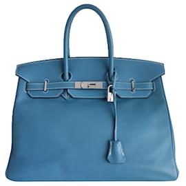 Hermès-HERMES BIRKIN BAG 35 swift blue-Blue