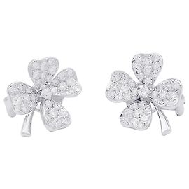 Boucles d'oreilles Fred, "Trèfles", or blanc, diamants. Autre
