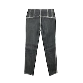 Chanel-Pantaloni grigi in denim slavato con zip 38 fr-Grigio