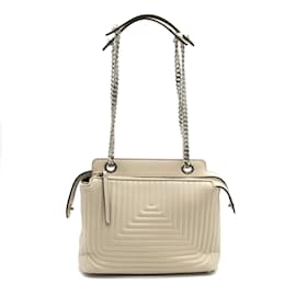 Fendi-Leather Dotcom Click Shoulder Bag 8BN299-Beige