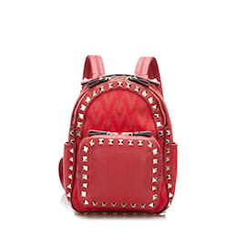 & Other Stories-Autre Viva Valentino Rockstud Backpack Sac à dos en toile en bon état-Rouge