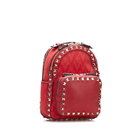 & Other Stories-Autre Viva Valentino Rockstud Backpack Sac à dos en toile en bon état-Rouge