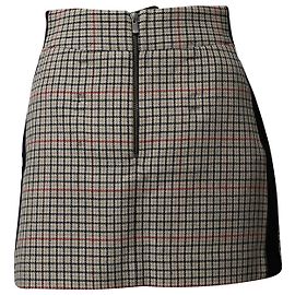 Minifalda Maje Check con panel de costura lateral negro en algodón beige Beige