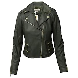 Michael Kors-Michael Kors Biker Jacket in Army Green Leather-Green