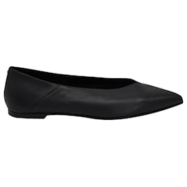Aeyde-Aeyde Moa Point Toe Ballerina Flats in Black Calfskin Leather-Black