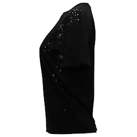 Stella Mc Cartney-Stella Mccartney Star T-shirt in Black Lyocell Cotton-Black