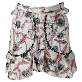 Isabel Marant-Isabel Marant Floral Patterned Print Skirt in Cream Cotton-White,Cream