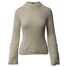Joseph Cardigan Stitch Pull Col Montant en Laine Crème Blanc Écru