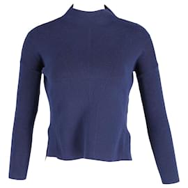 Iris & Ink-Iris & Ink Turtleneck Sweater in Navy Blue Viscose-Blue,Navy blue