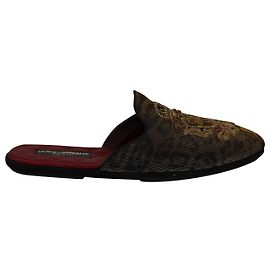 Dolce & Gabbana Bramante Leopard Print Slippers in Multicolor Velvet  Other