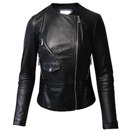 Pinko-Pinko Biker Jacket in Black Leather-Black