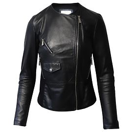 Pinko Biker Jacket in Black Leather Black