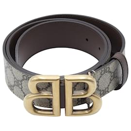 Balenciaga-Cinto Monograma Balenciaga Hacker BB em Lona Revestida Bege-Bege