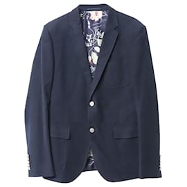 Gucci-Gucci Single Breasted Blazer in Navy Blue Cotton-Navy blue