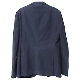 Gucci-Gucci Single Breasted Blazer in Navy Blue Cotton-Navy blue