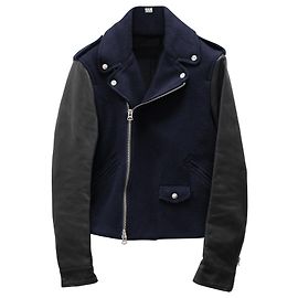 Acne Studios Cassady Bikerjacke aus marineblauer Wolle/Rindsleder Blau Marineblau